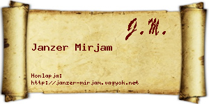 Janzer Mirjam névjegykártya